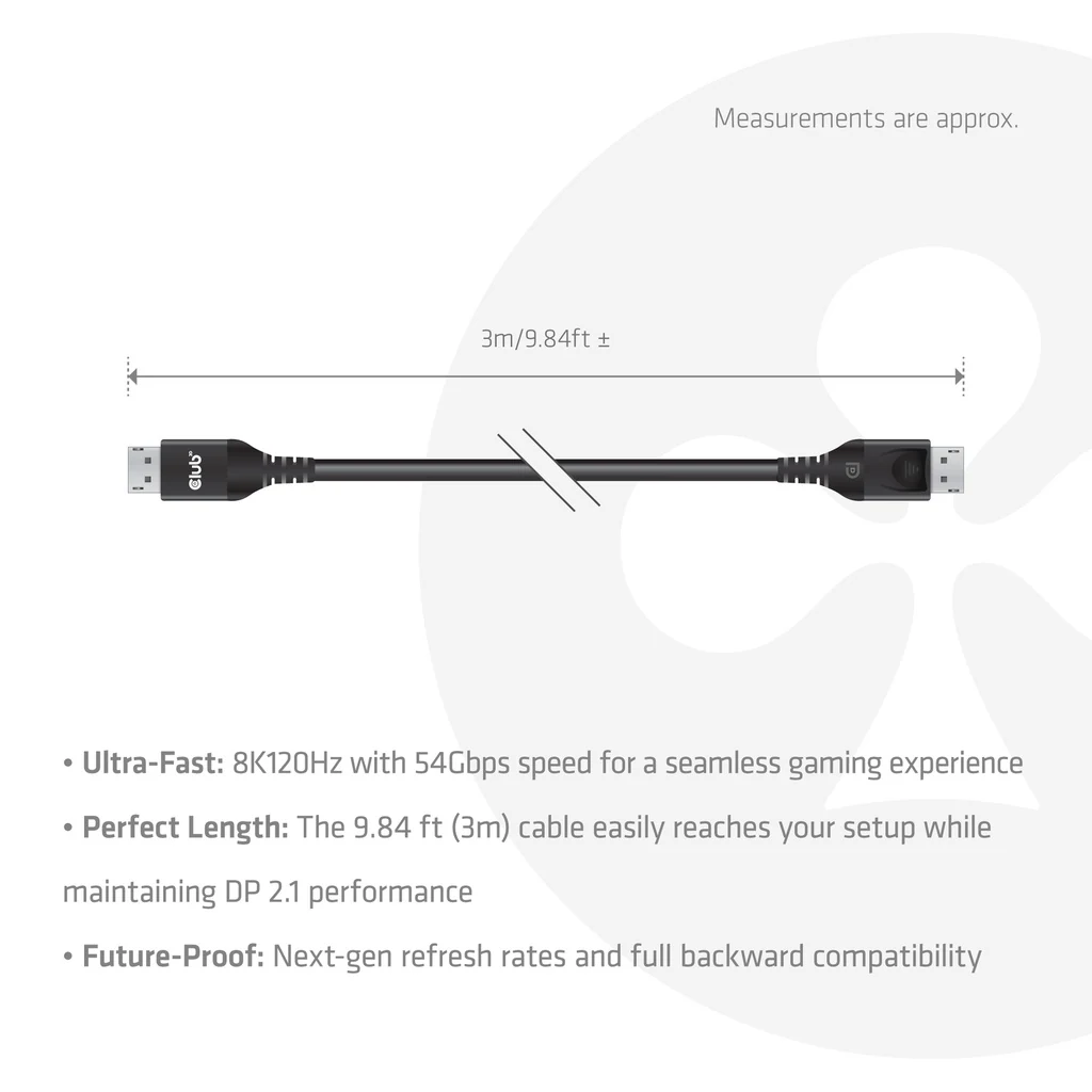 Club 3D CAC-1093 DisplayPort 2.1 DP54 3m