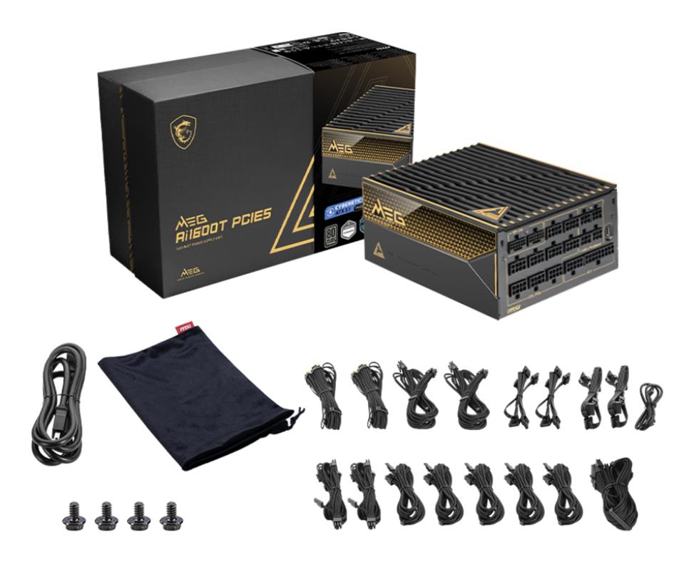 MSI MEG Ai1600T PCIE5 1600W Titanium ATX 3.1 PSU MSI MEG Ai1600T PCIE5 1600W Titanium ATX 3.1 PSU