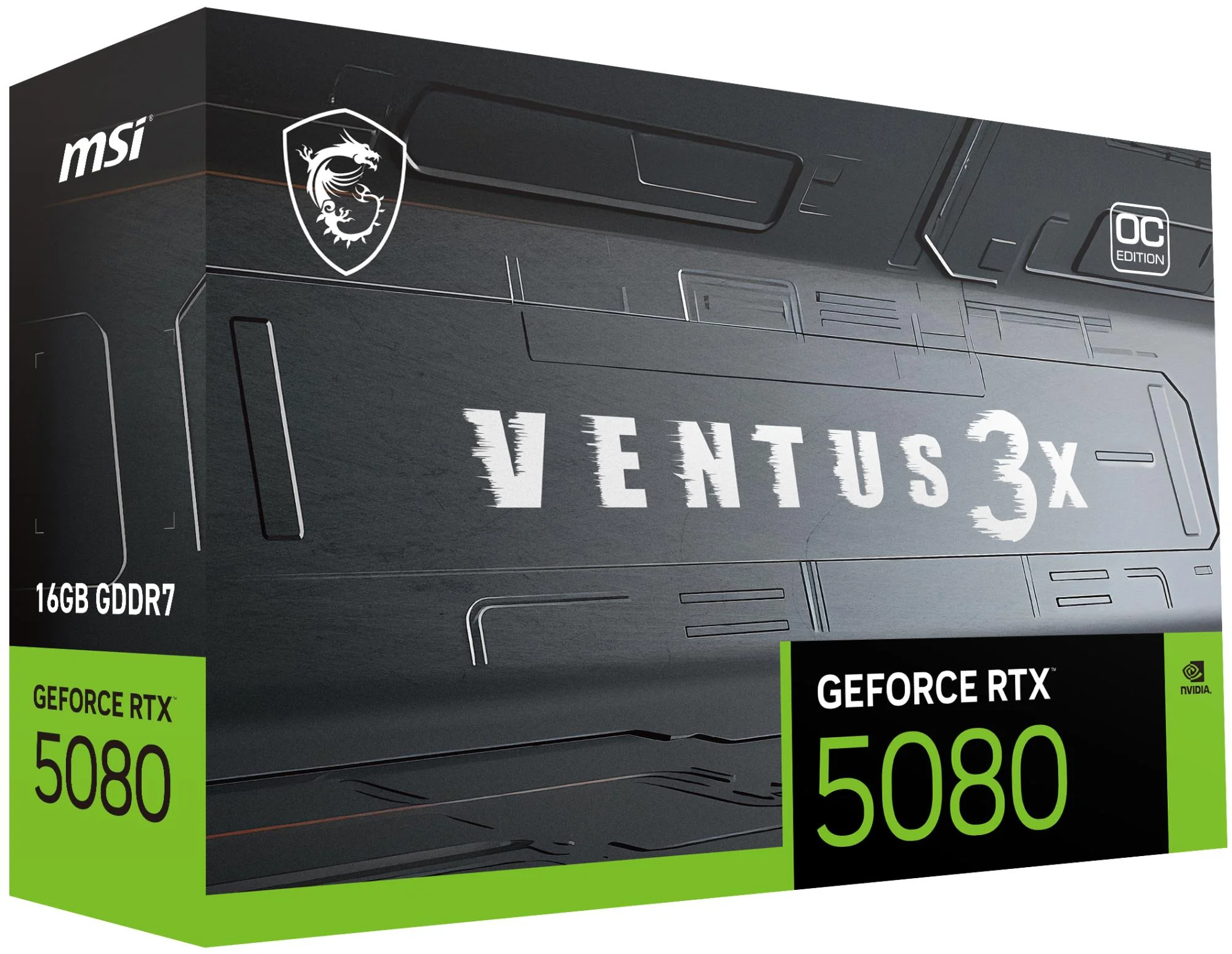 MSI GeForce RTX 5080 16G VENTUS 3X OC BLACK 16GB GDDR7 Graphics Card