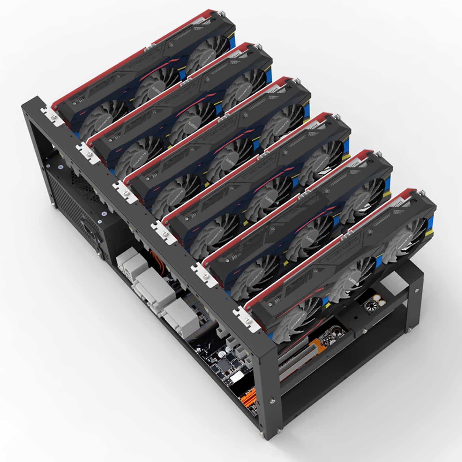 6x-8xGPU färdigbyggd mining rig utan grafikkort | inklusive alla andra komponenter.