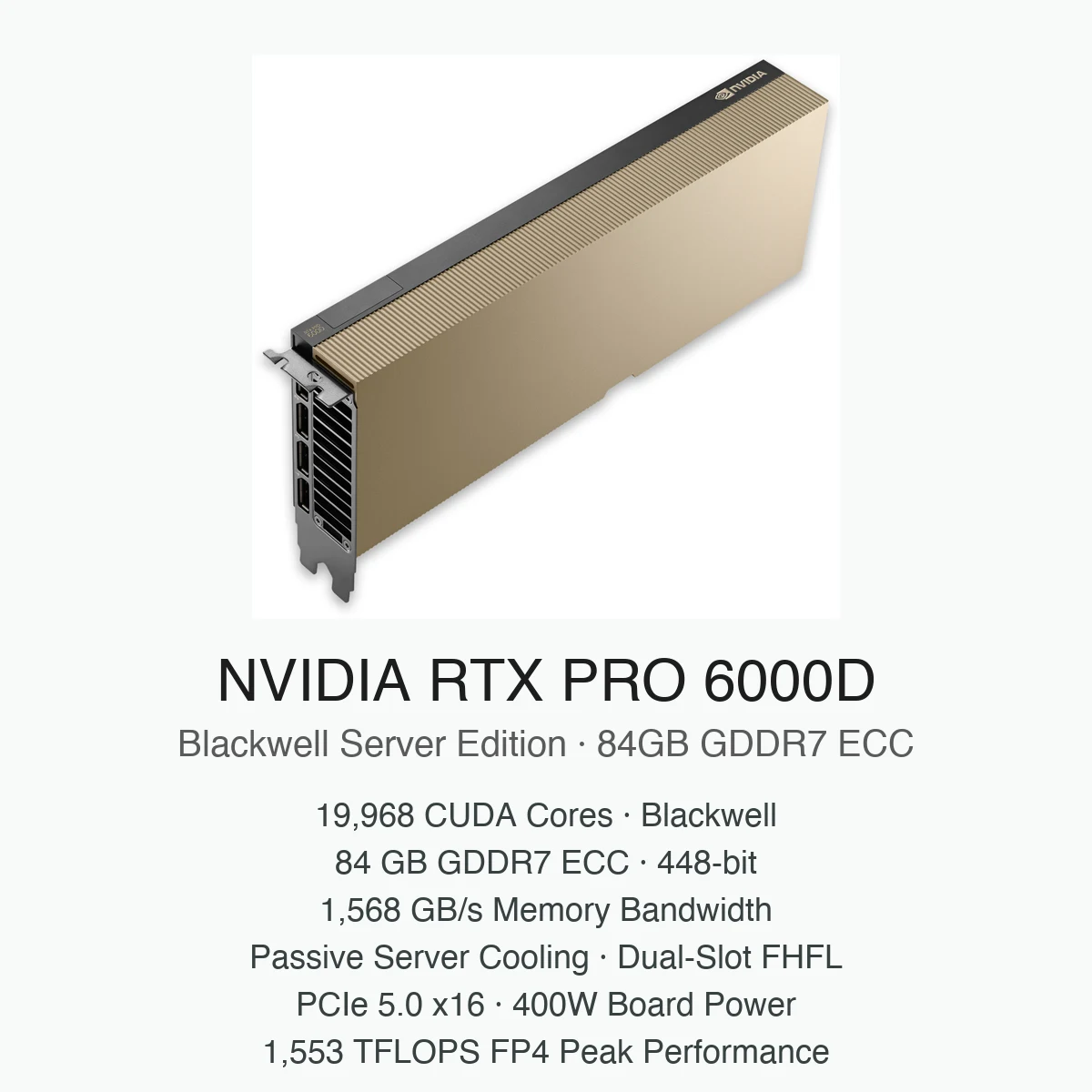 NVIDIA RTX PRO 6000D Blackwell Server Edition 84GB GDDR7 ECC — Fotografia 2 de 2