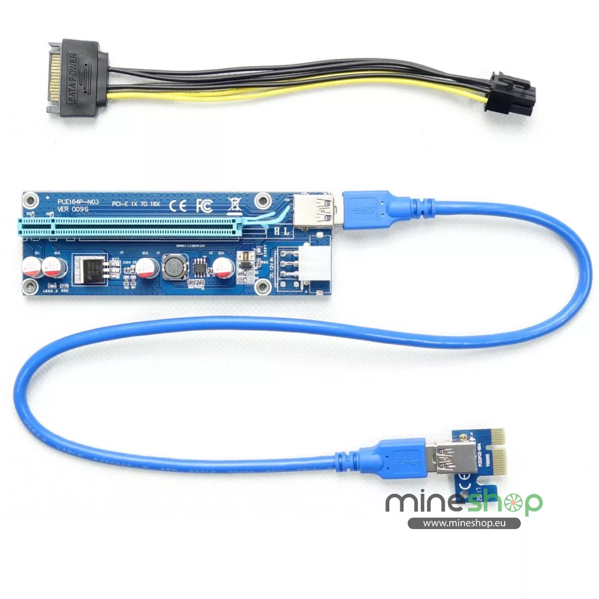 PCI-E 1x zu 16x Powered USB 3.0 Extender Riser Adapterkarte Version 009S — Foto 2 von 2