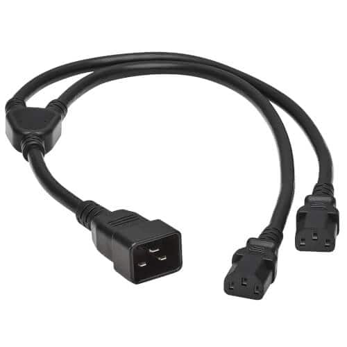 Power Extension Cable C20 Male Plug to IEC Y SPLIT 2 x 0.5m C13 Female legs 2m — Photo 5 of 5