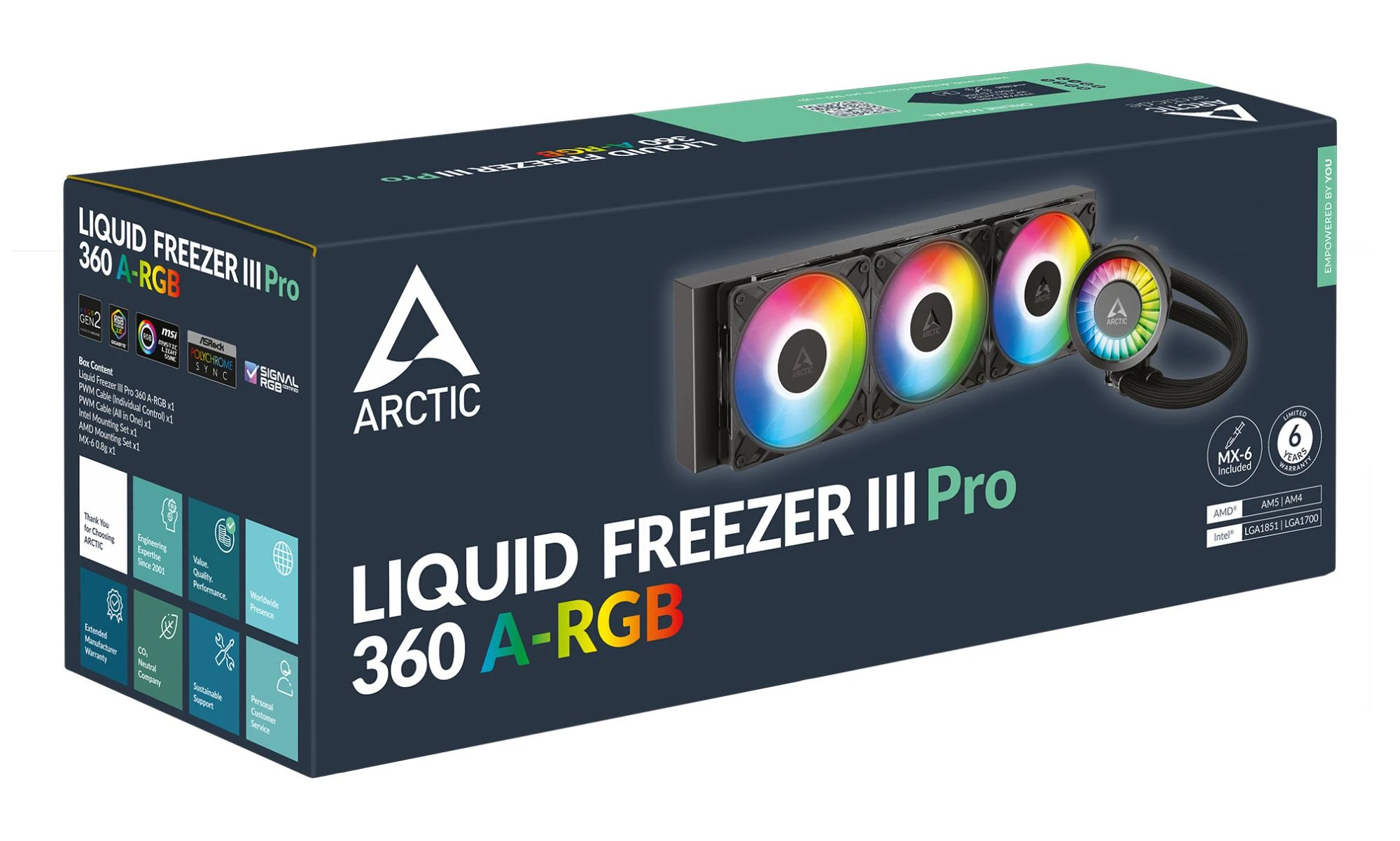 ARCTIC Liquid Freezer III Pro 360 A-RGB – 360 mm AIO CPU šķidruma dzesētājs (melns)