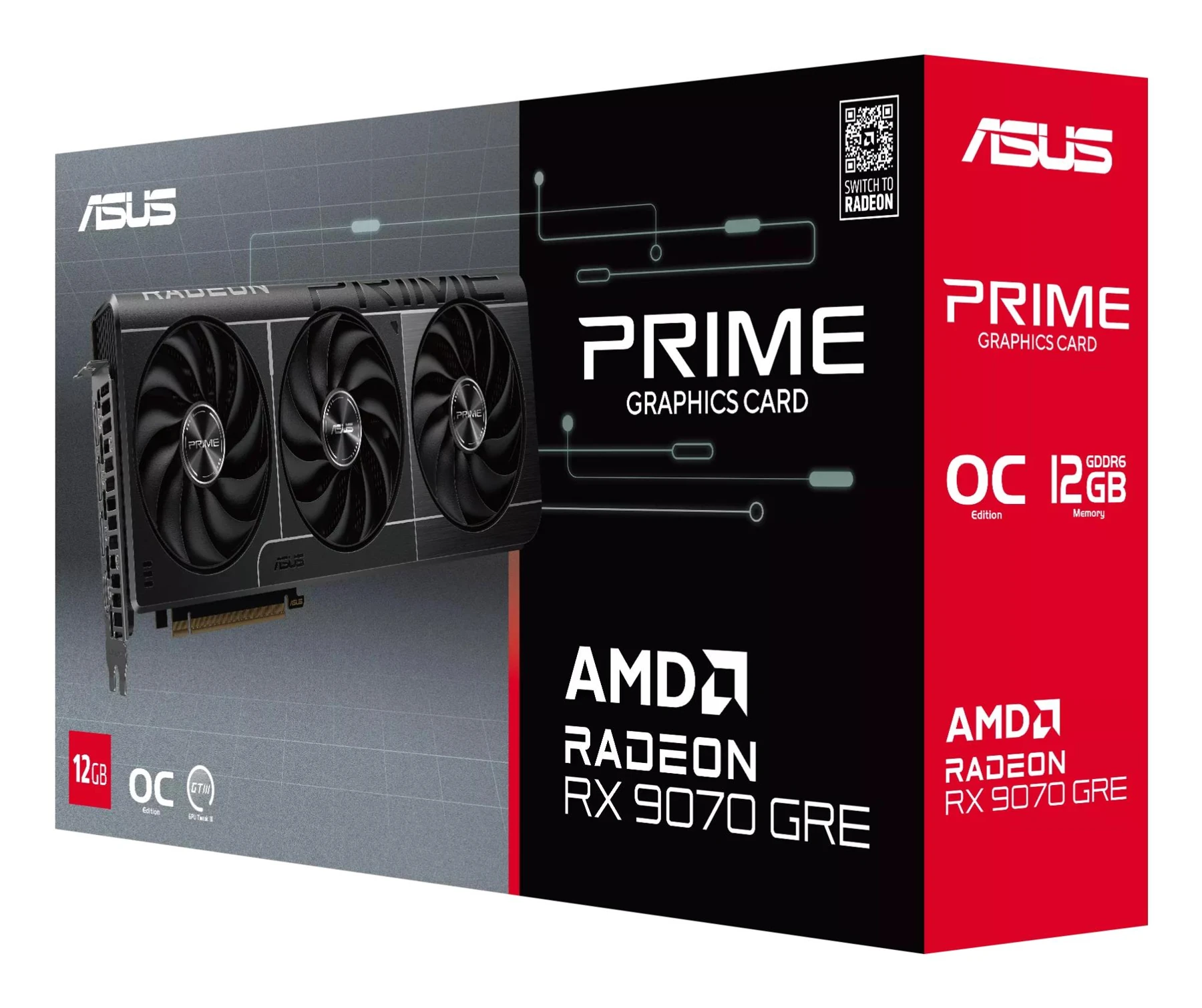 ASUS Prime Radeon RX 9070 GRE OC Edition 12GB GDDR6 Graphics Card
