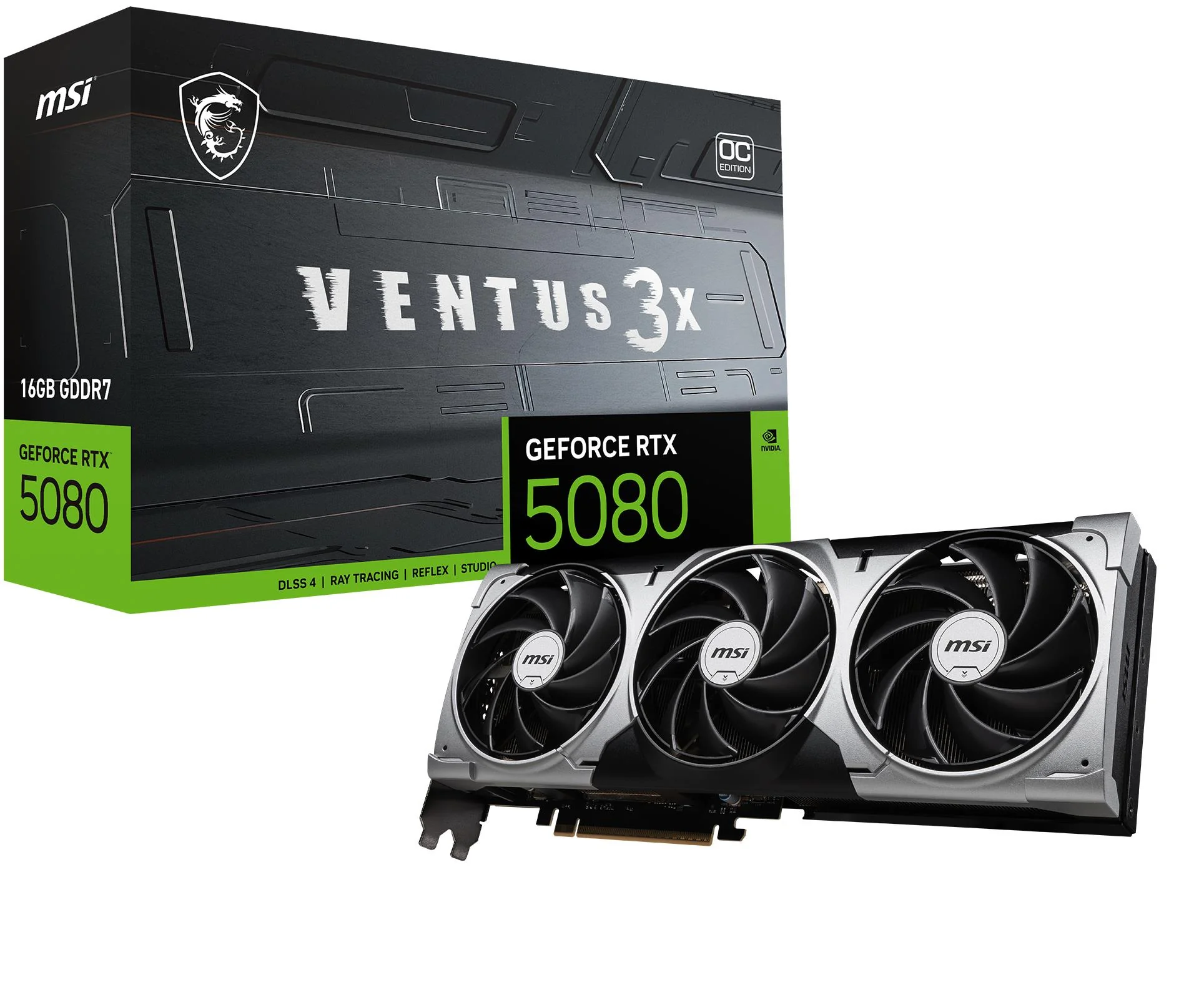 MSI GeForce RTX 5080 16G VENTUS 3X OC BLACK 16GB GDDR7 Graphics Card