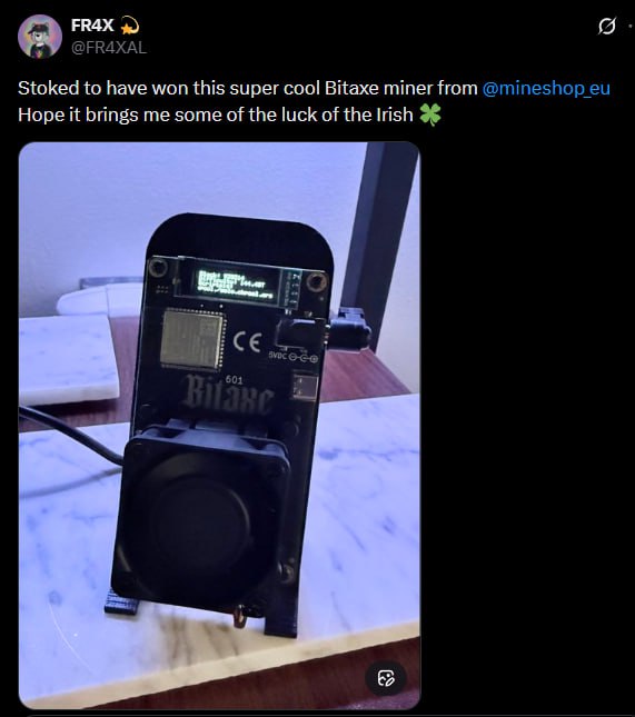 FR4X — Bitaxe miner winner