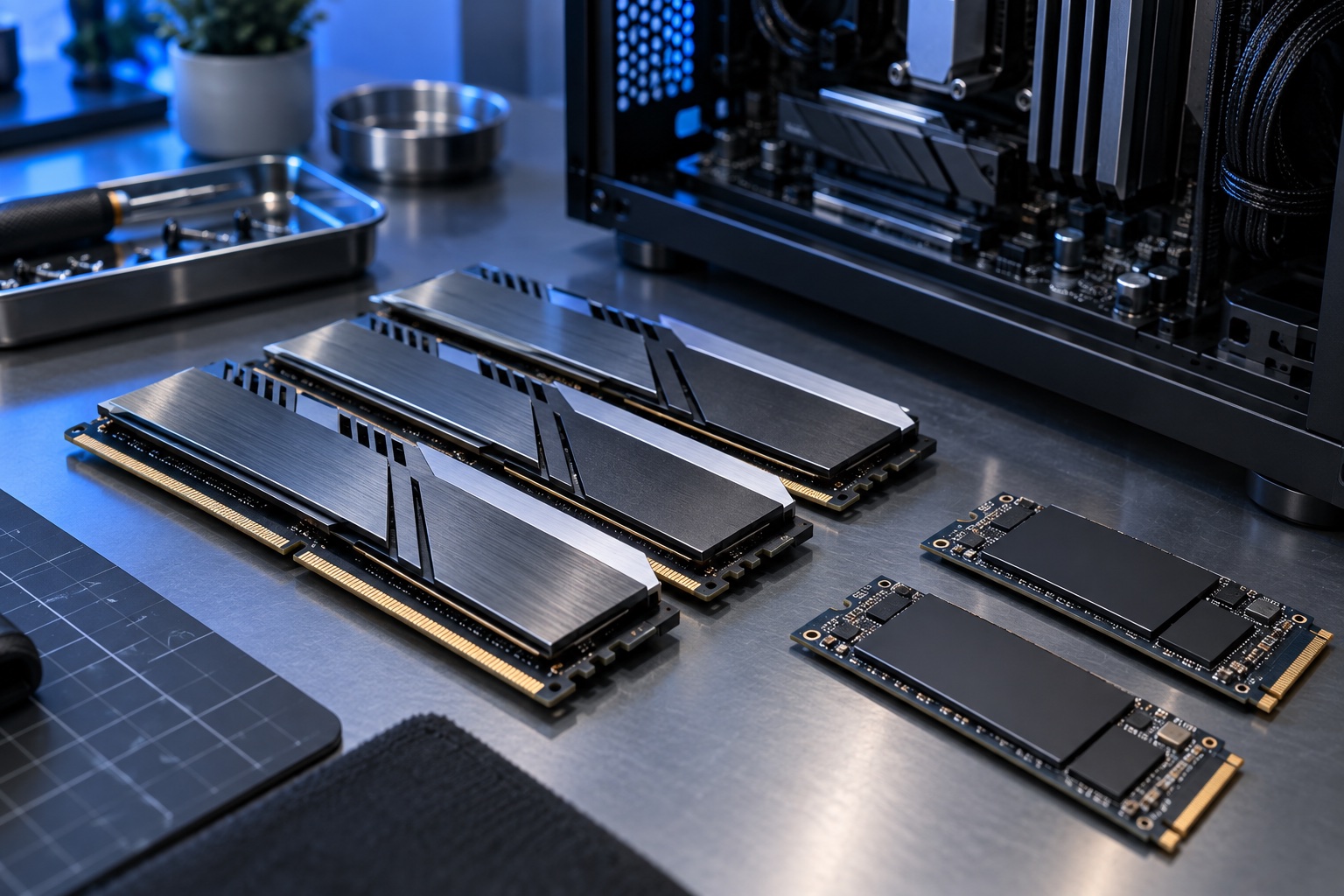 DDR5 memory and NVMe SSDs for a local LLM workstation