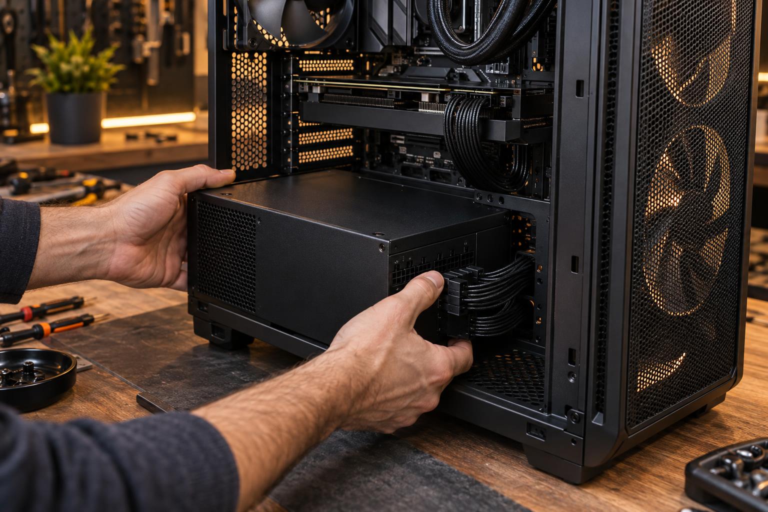 1600W platinum PSU and case fans for an AI workstation
