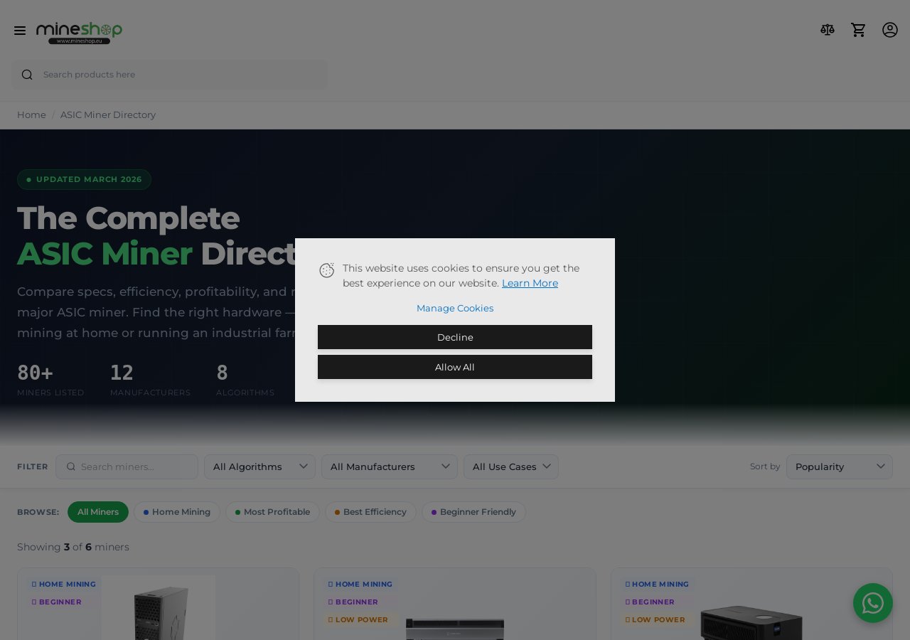 ASIC miner directory — mineshop.eu