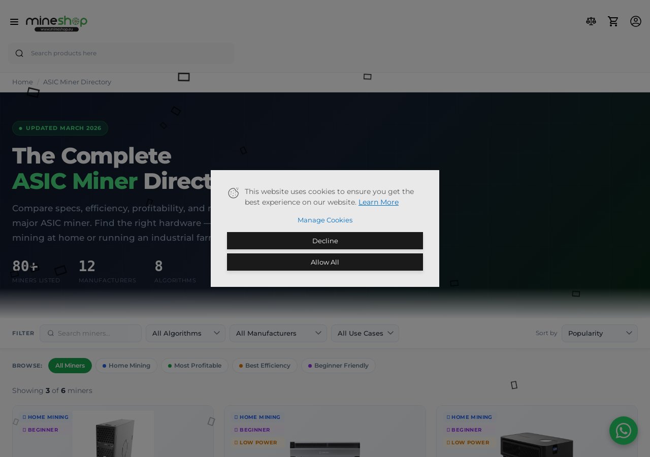 ASIC miner directory — mineshop.eu