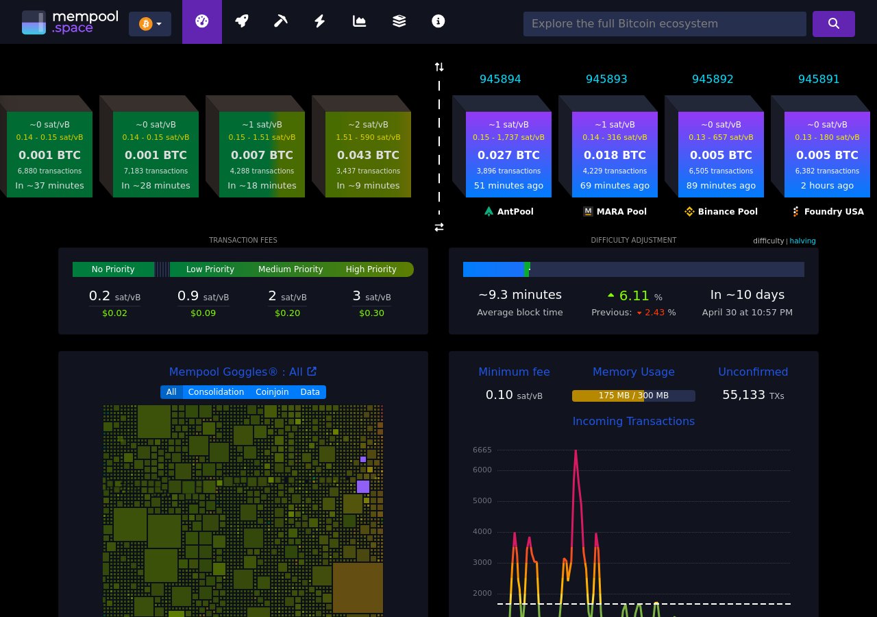 Bitcoin network — mempool.space