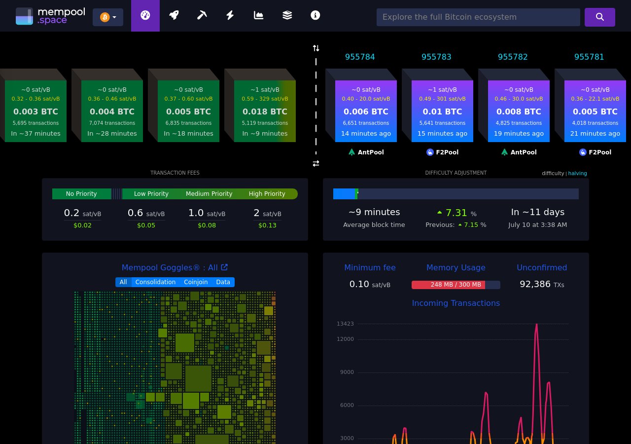 Bitcoin network — mempool.space