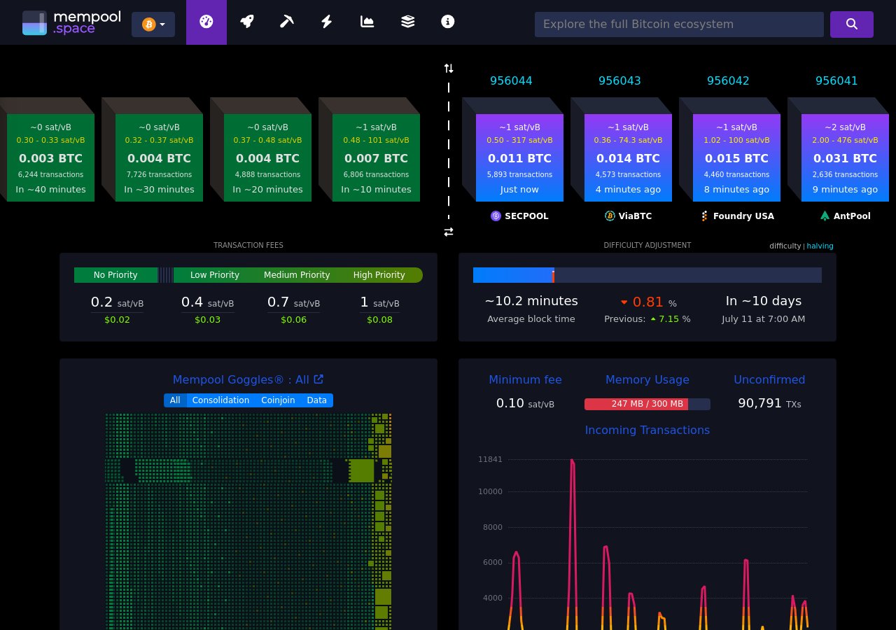 Bitcoin network — mempool.space